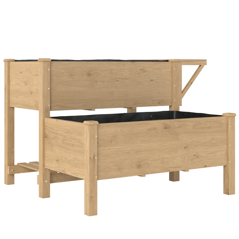 Letto per Orto Rialzato 119,5x102x76,5cm a 2 Livelli con Ripiani in Legno Marrone