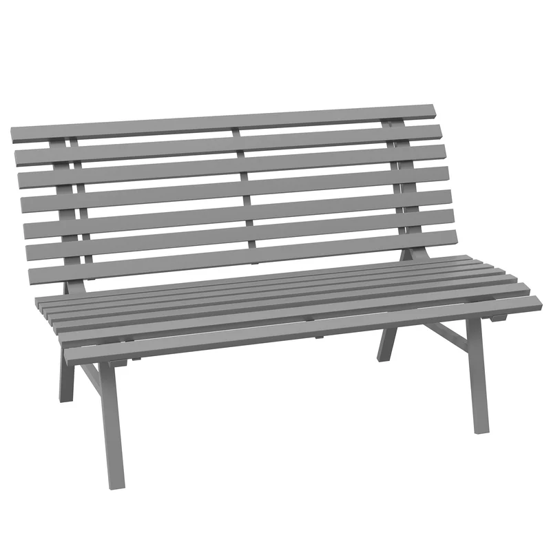 Panchina da Esterno 123x67x79 cm a 2 Posti a Doghe in Alluminio Grigio