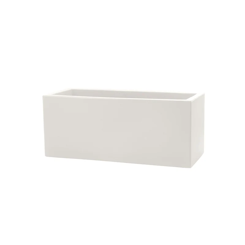 Vaso Rettangolare Indoor e Outdoor Tera Schio Cassa Chalk 115x50 cm in Plastica Bianco Gesso