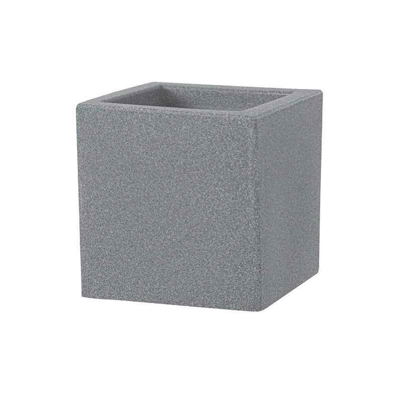 Vaso Quadrato Indoor e Outdoor Tera Schio Cubo Smoke 60x60 cm in Plastica Grigio
