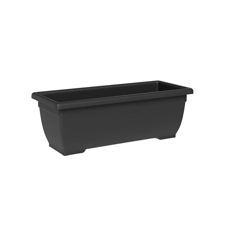 Vaso Rettangolare a Cassettone Indoor e Outdoor Tera Tora Ash 80x25 cm in Plastica Antracite