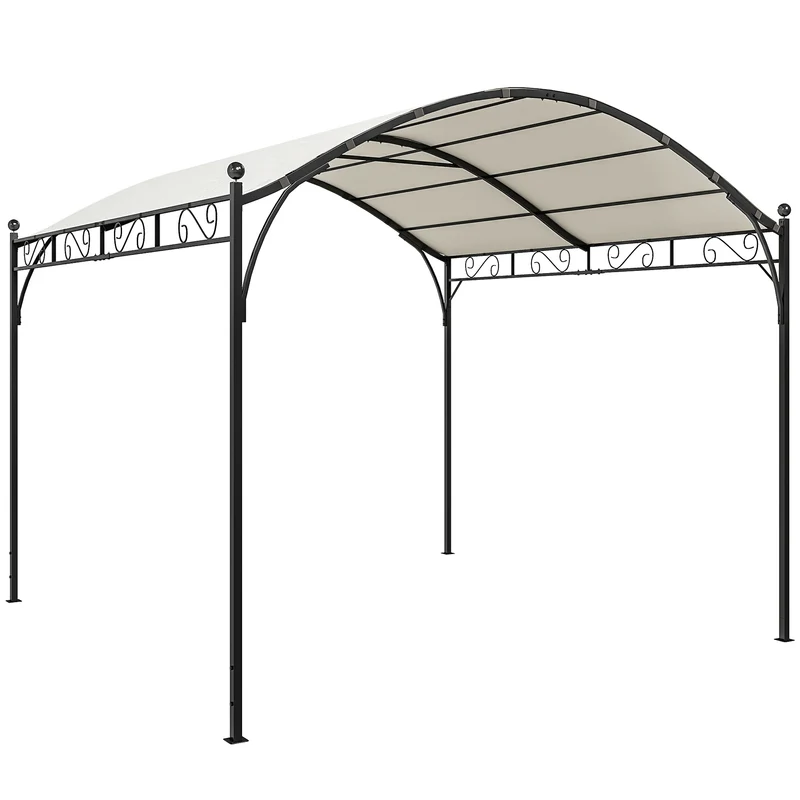 Pergola Gazebo 3x3 m con Tetto ad Arco in Metallo e Poliestere Bianco Crema