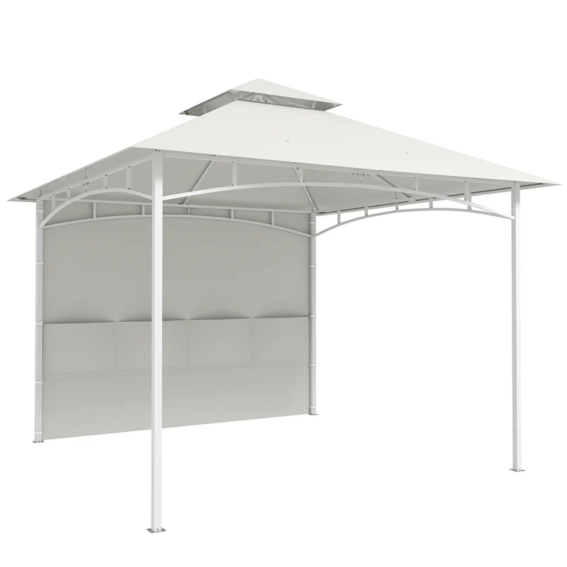 Gazebo da Giardino 3x3 m Tenda Laterale con Tasche Portaoggetti e Gancio a Soffitto in Metallo e Poliestere UPF30+ Bianco Crema