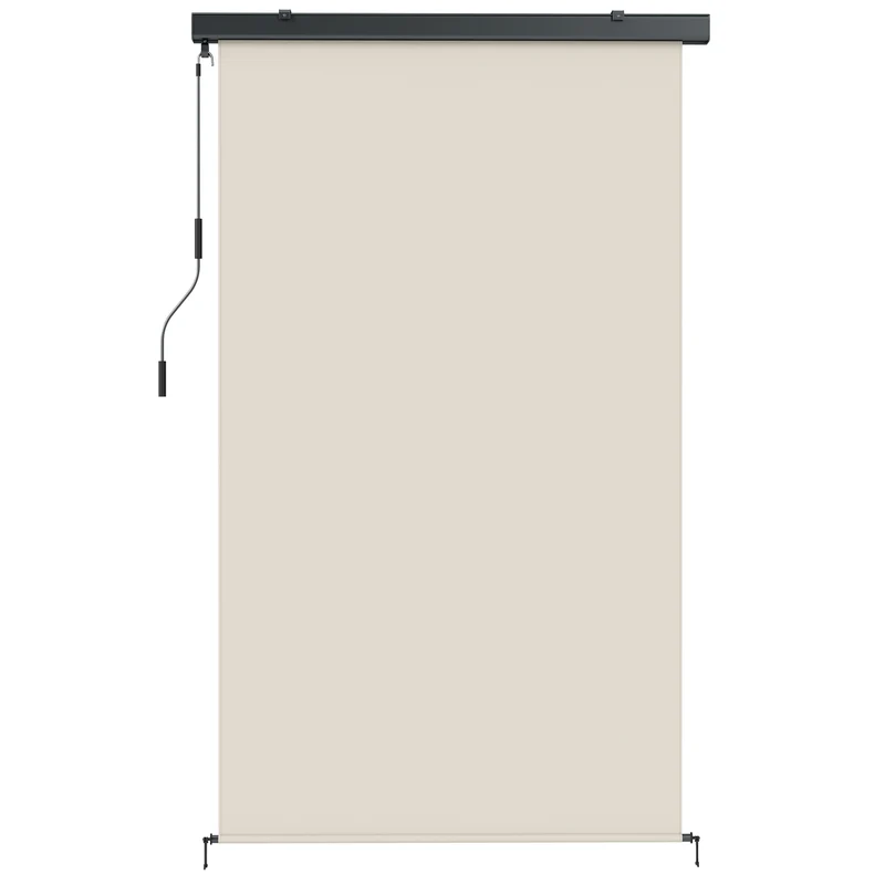 Tenda a Rullo Avvolgibile 250x160 cm con Cassetta in Alluminio e Manovella in Poliestere Anti-UV Bianco Crema