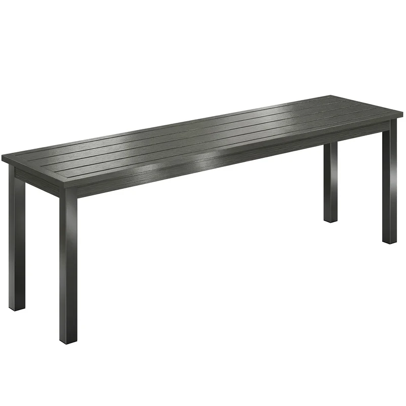 Panchina da Giardino 2 Posti 130x34x43 cm a Doghe Effetto Legno Struttura in Acciaio Grigio