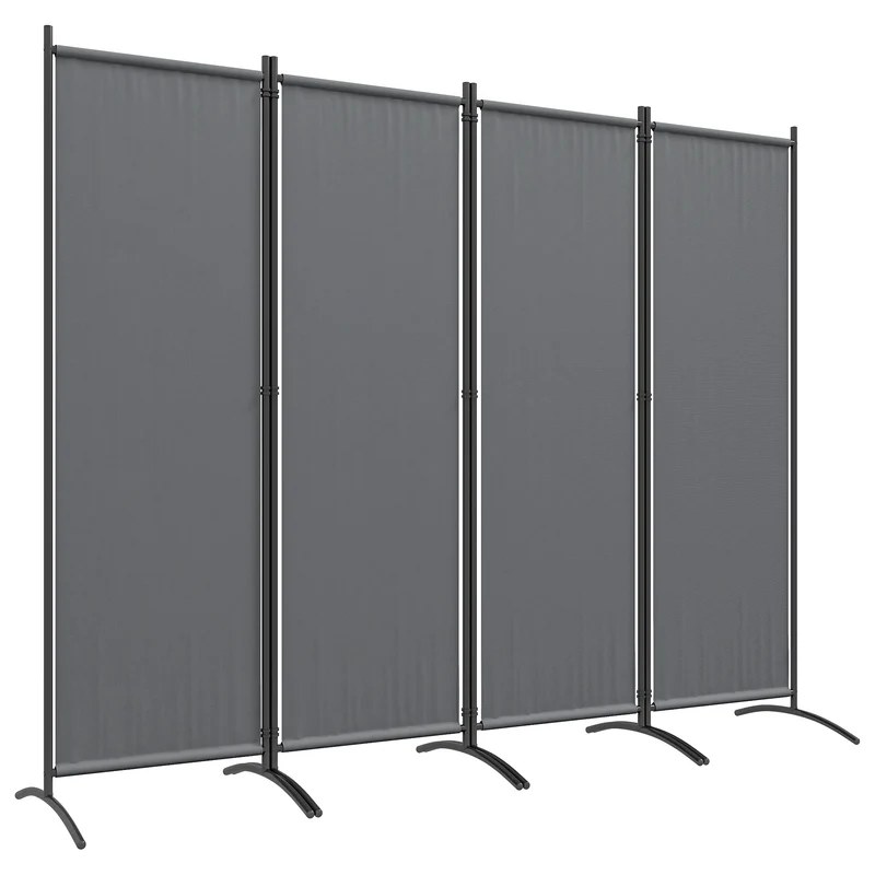 Paravento da Esterno e Interno a 4 Pannelli Pieghevole 221x50x172 cm Grigio Scuro