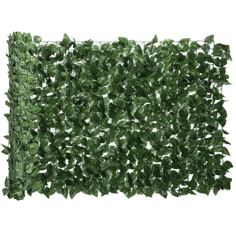 Arella Siepe Sintetica Artificiale Arrotolabile e Impermeabile 300x100 cm in Seta e PE Verde Scuro