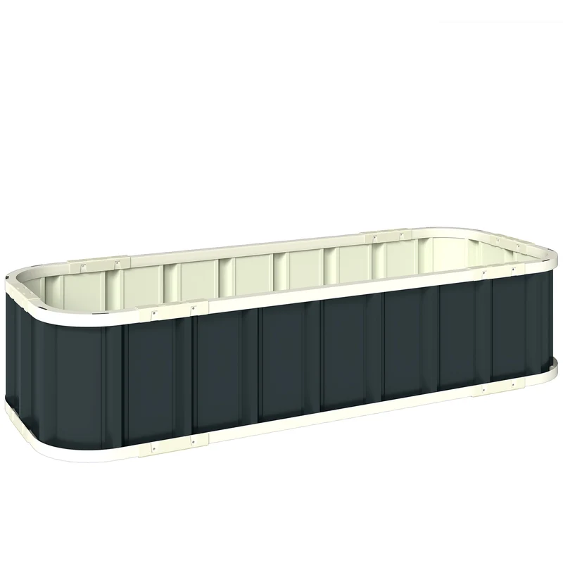 Letto per Orto Rialzato 136x52x31 cm con Fondo Aperto e Bordi Piegati in Acciaio Grigio Scuro
