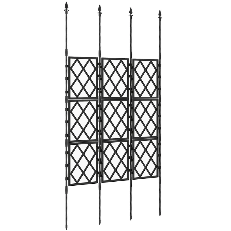 Graticcio per Rampicanti Pieghevole 85x2x197 cm da Esterno in Acciaio e PP Nero