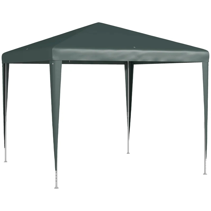 Gazebo da Giardino 270x270 cm con Picchetti e Corde Telaio in Acciaio e Rivestimento in PE Verde Scuro