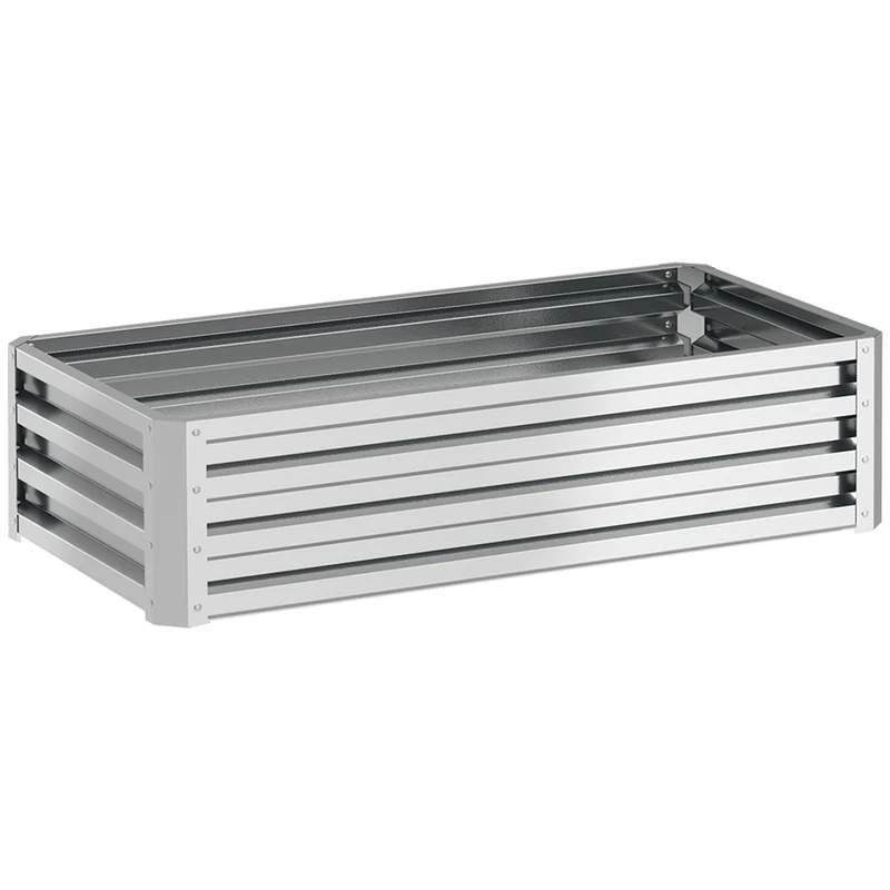 Letto per Orto Rialzato 120x60x30,5 cm a Fondo Aperto con Rivestimento in Acciaio Zincato Argento