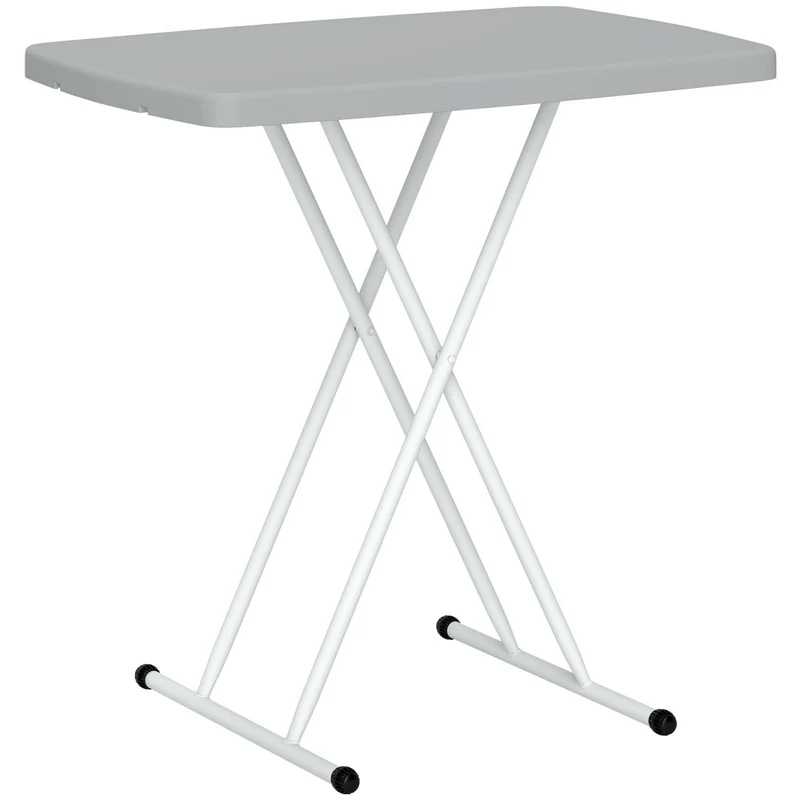 Tavolino da Giardino Pieghevole 76x50x74 cm ad Altezza Regolabile in Metallo e HDPE Grigio Scuro