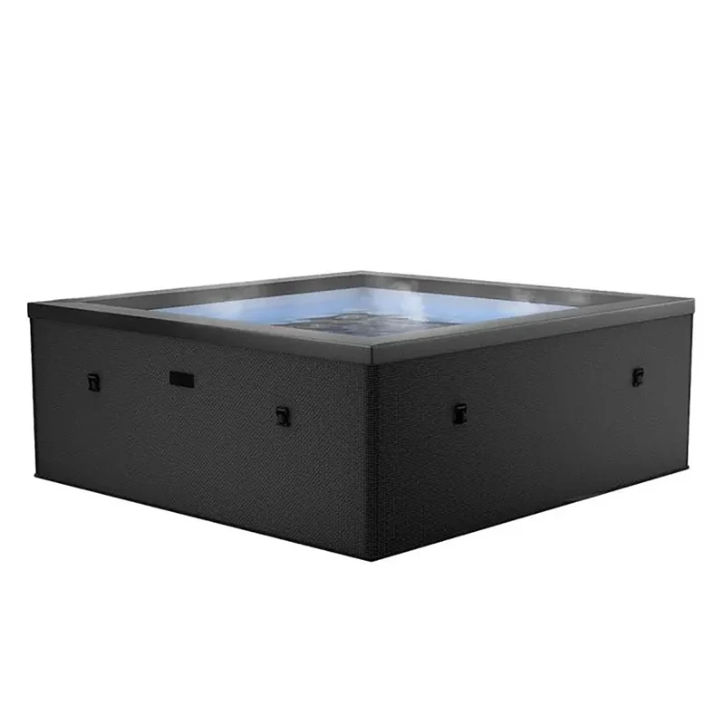 Piscina Spa Vasca Semi-Rigida 180x180x70 cm NetSpa Idaho 6 Posti in PVC Nero Carbone