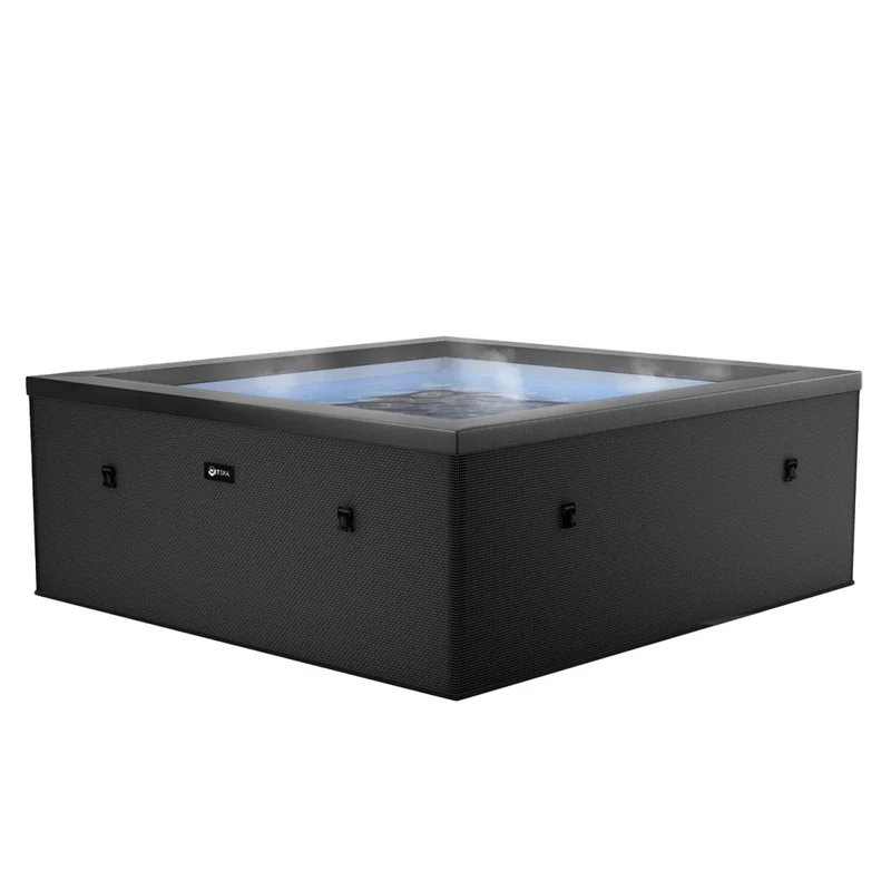 Piscina Spa Vasca Semi-Rigida 180x180x70 cm 6 Posti Riscaldamento Integrato Struttura in Schiuma NetSpa Celestia Nero Carbone