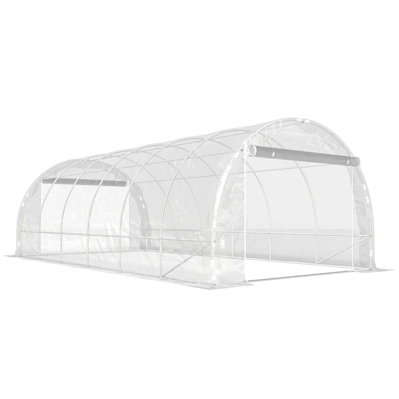 Serra a Tunnel 3x6x2 m con Porte Avvolgibili Telaio in Acciaio e Copertura in PE Anti-UV Trasparente
