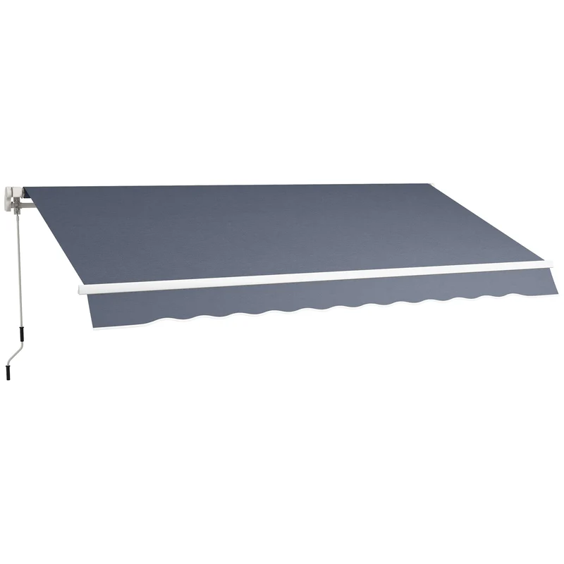 Tenda da Sole per Esterno 360x250 cm a Bracci Avvolgibile con Apertura a Manovella Grigio