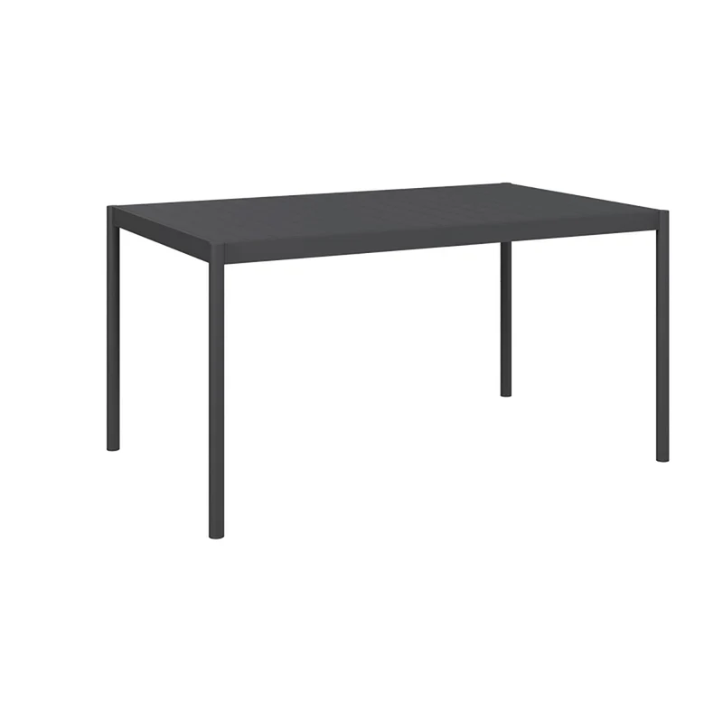 Tavolo da Giardino a Doghe 145x90x74 cm per 6 Persone in Acciaio e Alluminio Grigio Scuro