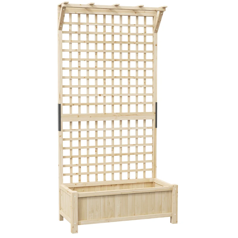 Fioriera da Giardino 90x45x183 cm con Traliccio per Piante Rampicanti in Legno Naturale