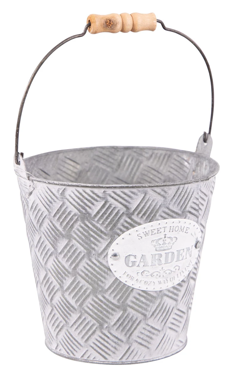 Secchio Garden Ø13,5x12,5 cm in Metallo Grigio