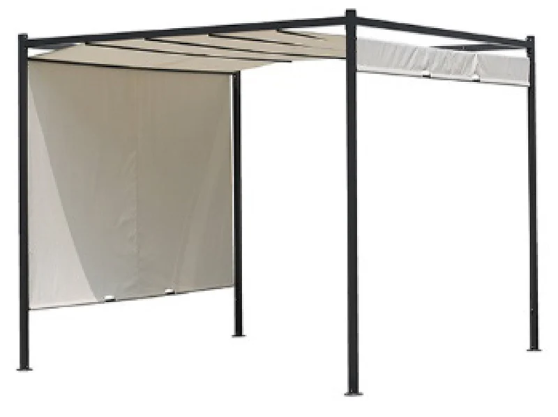 Pergola da Giardino 3x3m in Acciaio e Poliestere Beige