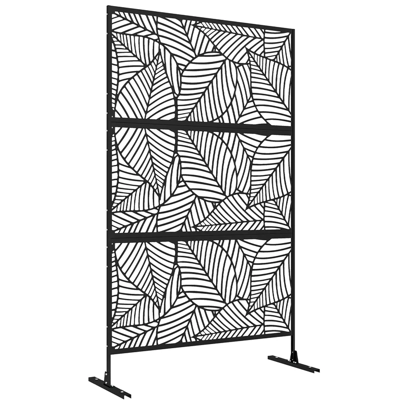 Pannello Frangivista Divisorio da Esterno Decorativo Traliccio per Piante 122x45x198 cm in Acciaio Nero