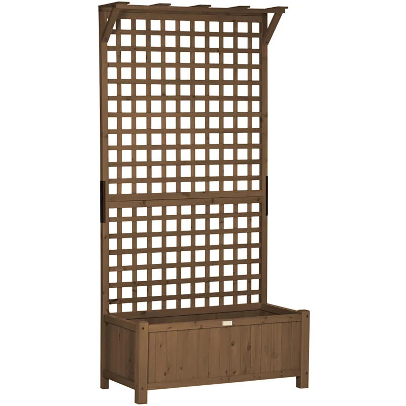 Fioriera da Giardino con Traliccio per Piante Rampicanti 90x45x183 cm in Legno di Abete Marrone