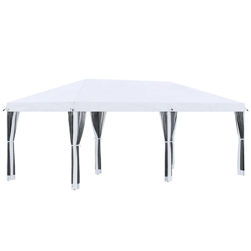 Gazebo da Giardino 6x3 m Pieghevole con Zanzariera e Borsa di Trasporto in Acciaio e Tessuto Oxford Crema