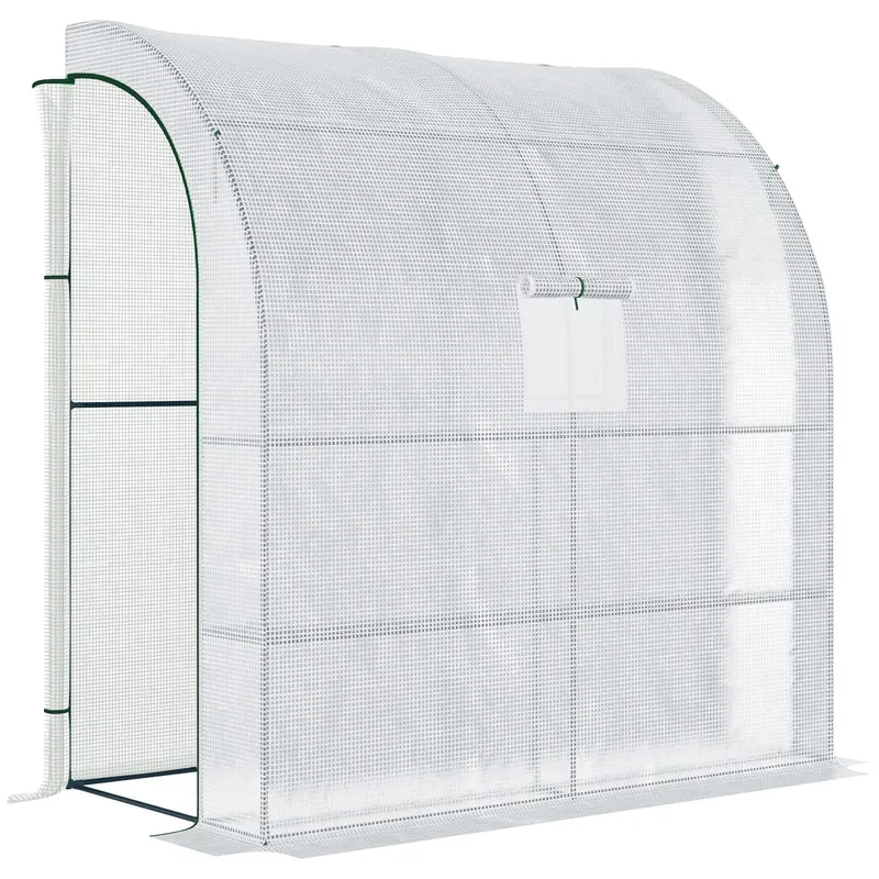 Serra Addossata a 3 Livelli 200x100x215 cm con Porte e Finestre Avvolgibili in PE e Acciaio Verde e Bianco