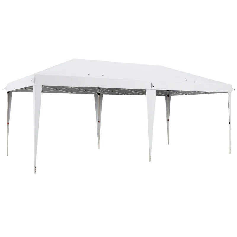 Gazebo da Giardino Pop-up 6x3 m Pieghevole Tendone in Poliestere Oxford Bianco