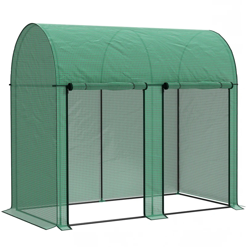 Serra da Giardino 200x100x178 cm 2 Porte Avvolgibili Copertura in PE 140g/m² Anti-UV Verde