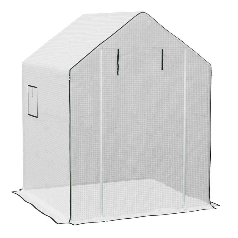 Copertura per Serra da Giardino 140x143x190 cm con Porta a Cerniera e Finestre PE Bianco