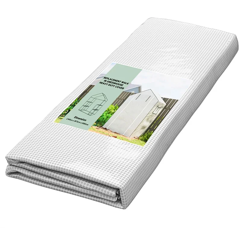 Copertura Serra da Giardino 140x73x190 cm con Porta a Cerniera e Finestre in PE Bianco