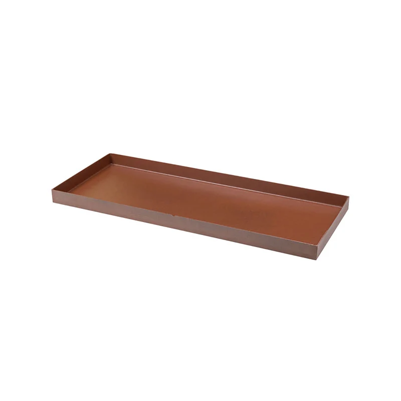 Sottovaso Rettangolare per Vaso a Cassettone Schio Tera Cassa Bronzo 60x24,5 cm in Plastica Marrone