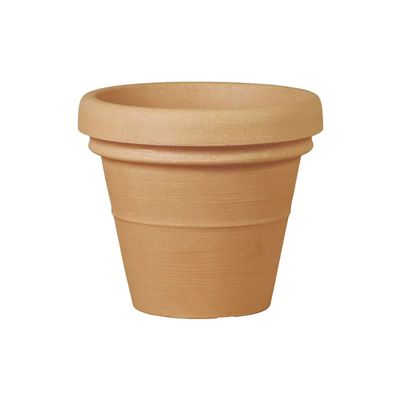 Vaso Rotondo Design Classico Outdoor Doppio Bordo Tera Anticato Ø85 cm in Plastica Beige Caldo