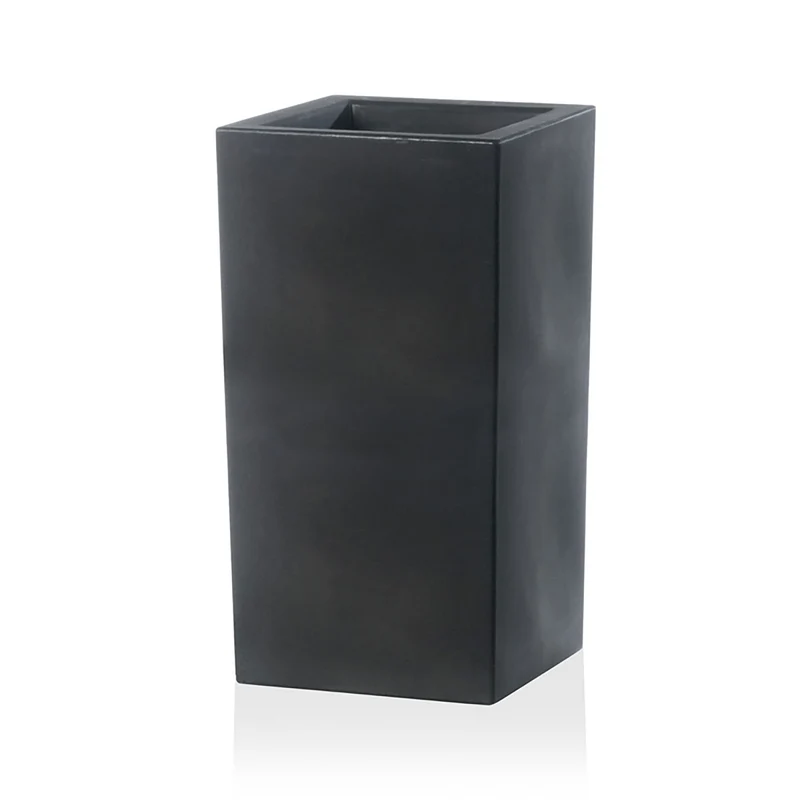 Vaso Quadrato Indoor e Outdoor Tera Schio Cubo Alto Smoke 41x41 cm in Plastica Grigio