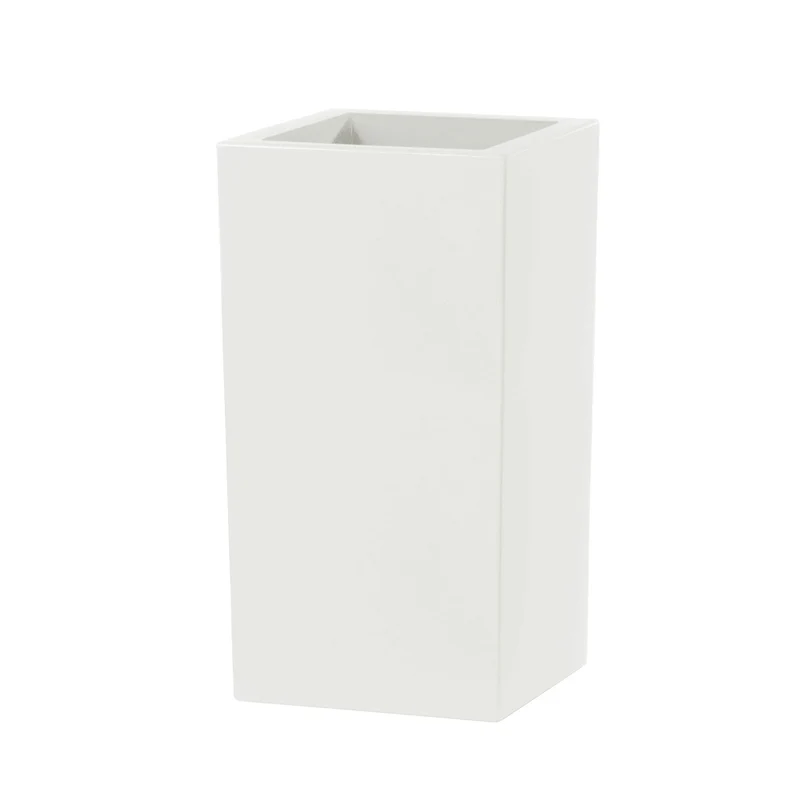 Vaso Quadrato Indoor e Outdoor Tera Schio Cubo Alto Chalk 41x41 cm in Plastica Bianco Gesso