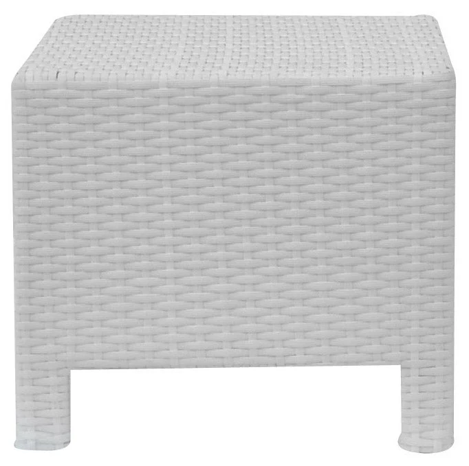 Tavolino da Giardino 45x45 cm in Wicker Vorghini Ravenna Bianco