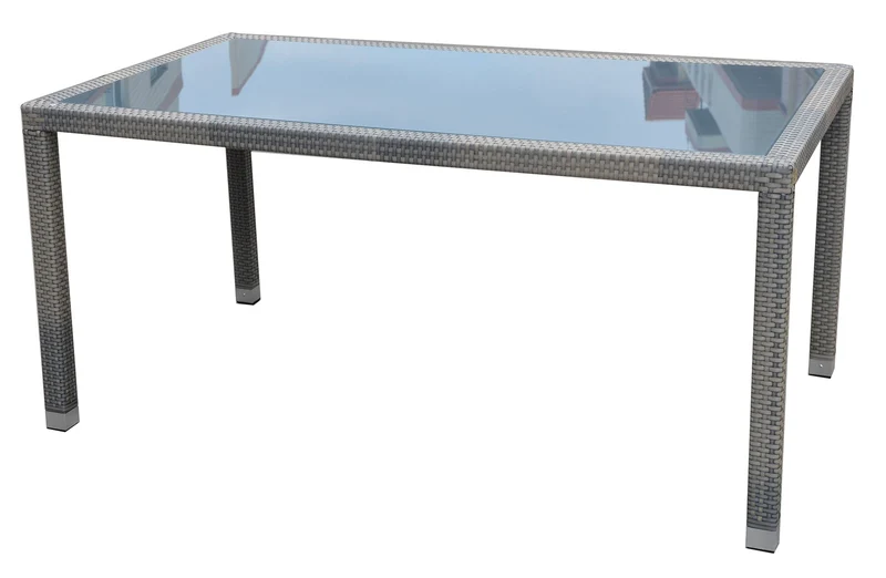 Tavolo Rettangolare da Giardino 210x110 cm in Wicker Piano in Vetro Vorghini Matera