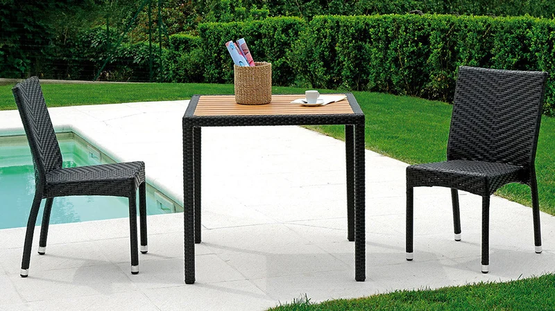 Tavolo Quadrato da Giardino 80x80 cm in Wicker Vorghini Orleans Wengé