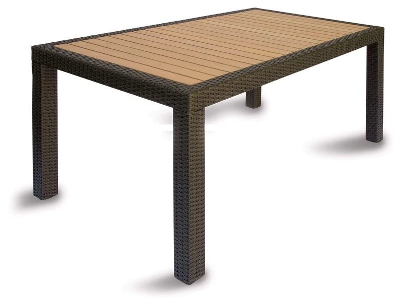 Tavolo Rettangolare da Giardino 150x90 cm in Rattan Vorghini Wengé