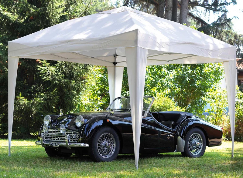 Gazebo Pieghevole da Giardino in Alluminio 3X3m Vorghini Limber Ecrù