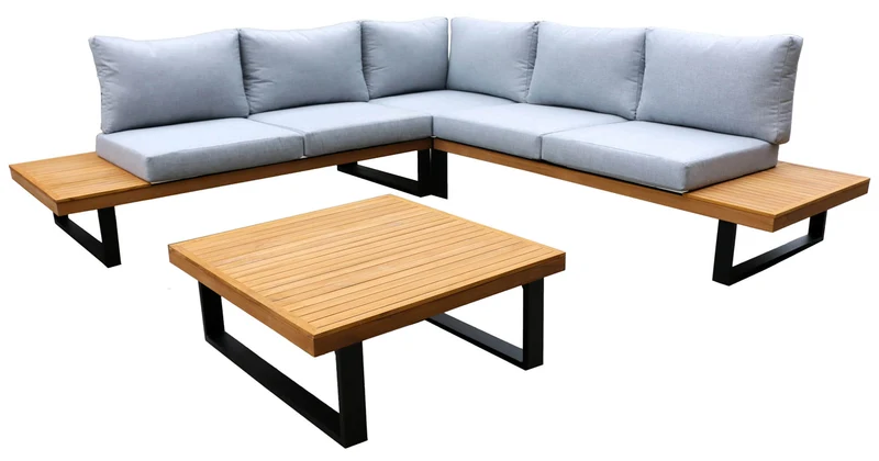 Set Salotto da Giardino in Alluminio Divano Angolare e Tavolino Vorghini Stoccarda