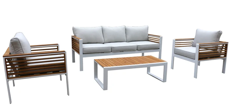 Set Salotto da Giardino in Alluminio Divano 2 Poltrone e Tavolino Vorghini Colonia
