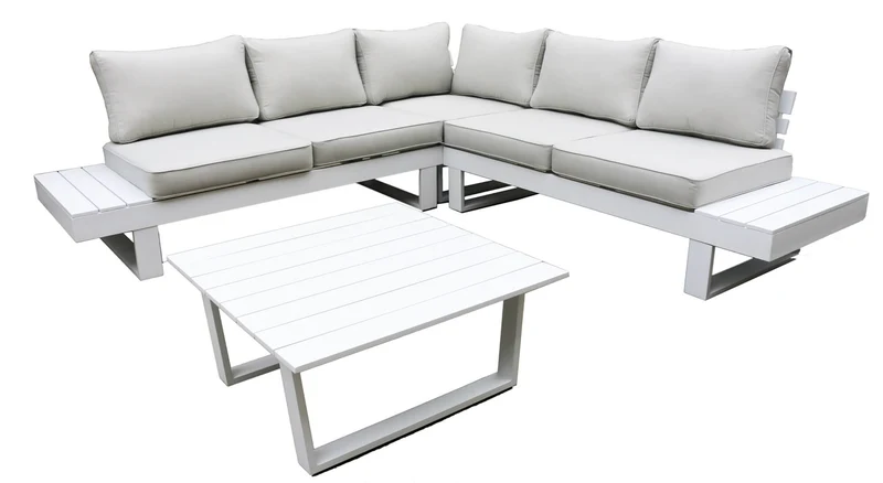 Set Salotto da Giardino in Alluminio Divano Angolare e Tavolino Vorghini Corner Bergen