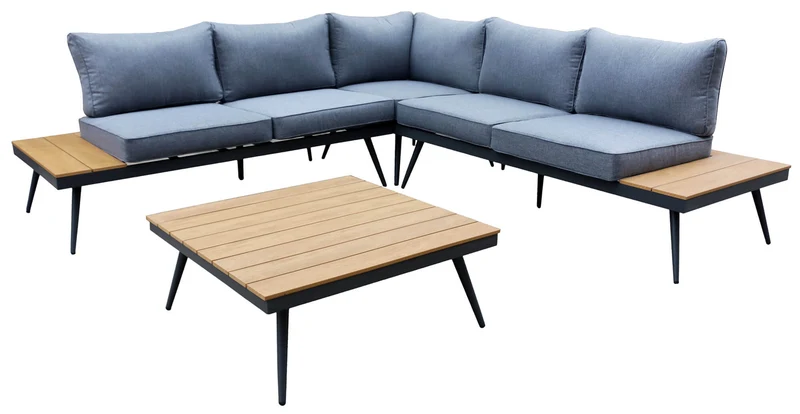 Set Salotto da Giardino in Alluminio Divano Angolare e Tavolino Vorghini Corner Malmo