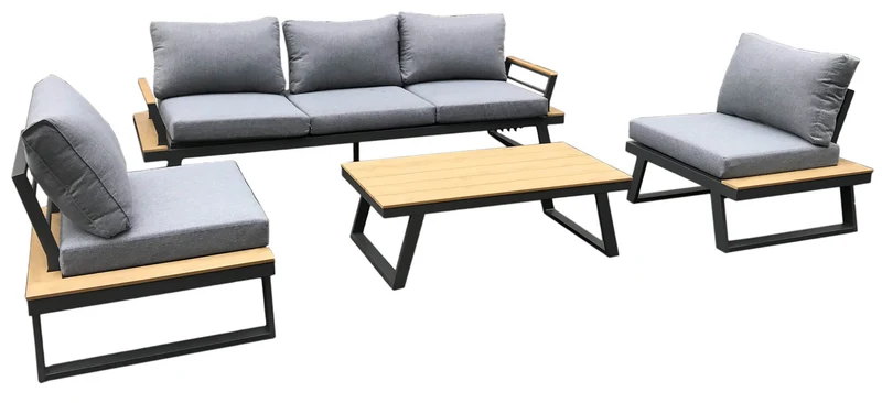 Set Salotto da Giardino in Alluminio Divano 2 Poltrone e Tavolino Vorghini Amburgo