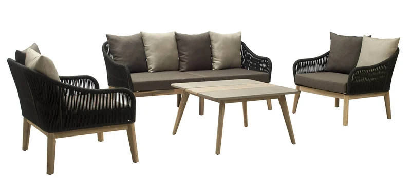 Set Salotto da Giardino in Alluminio Divano 2 Poltrone e Tavolino Vorghini Sanremo