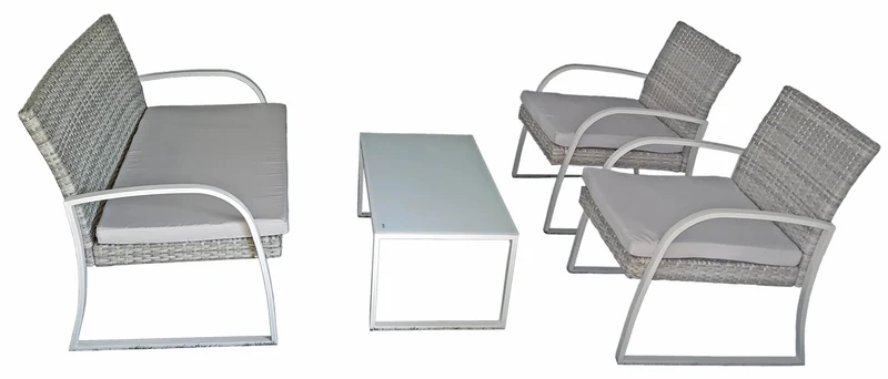Set da Giardino Divano 2 Poltrone e Tavolino in Ferro Epoxy Vorghini Varenna