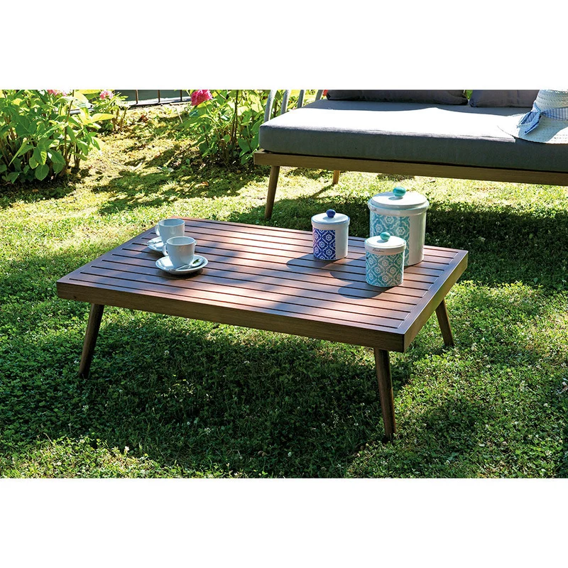 Set da Giardino in Alluminio e Corda Vorghini Imperia Legno e Grigio