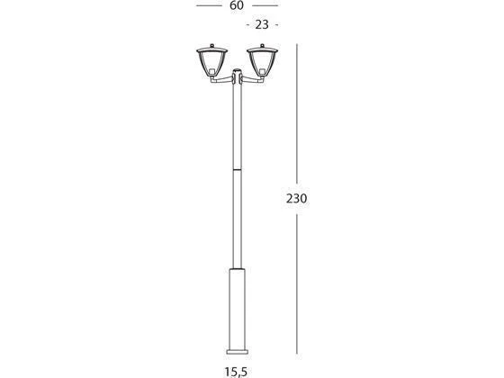 Lampada Palo Alto da Giardino 2 Luci E27 in Alluminio Sovil Grigio
